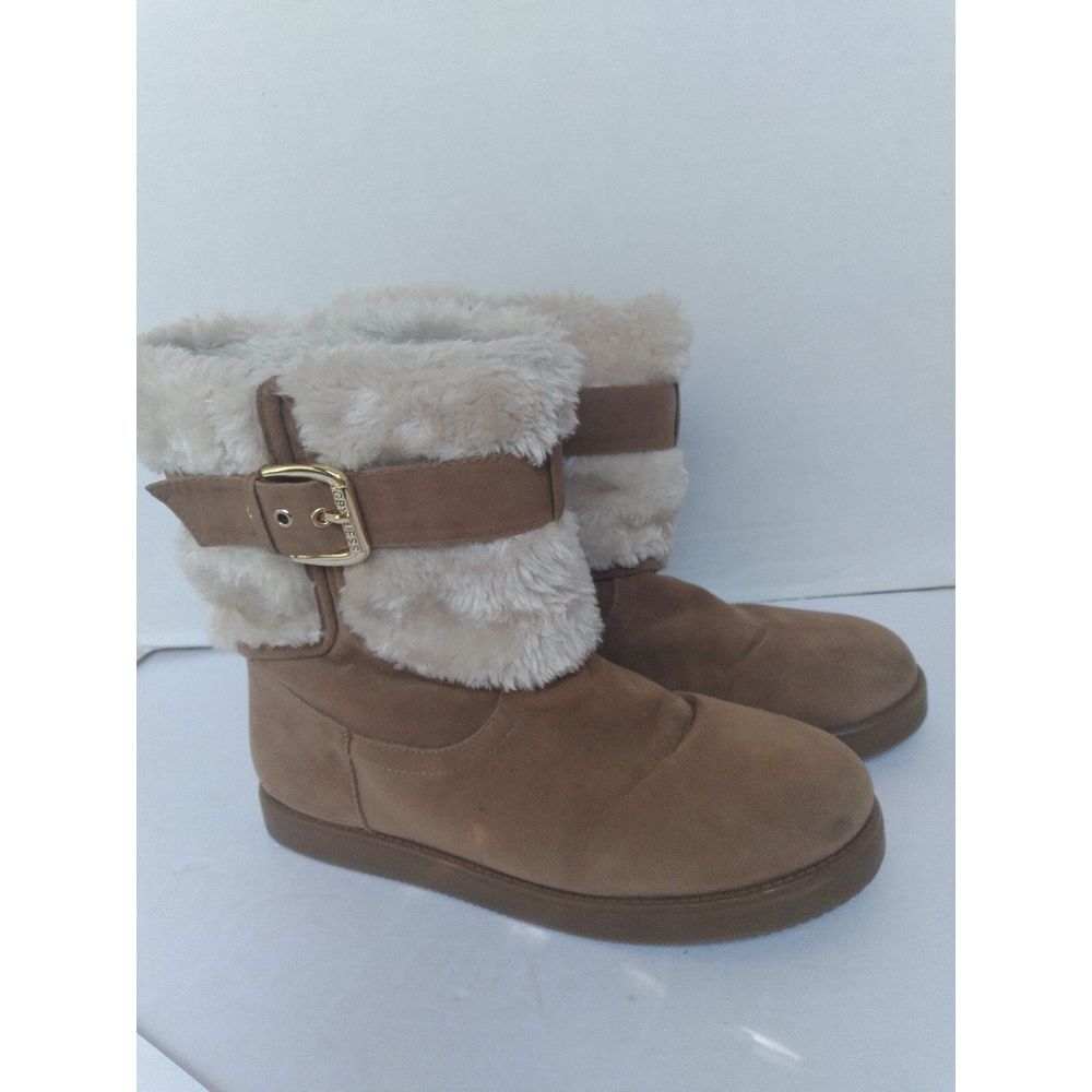 G by Guess Women's Addalyn Chestnut Brown Suede Snow Boots Size 9m‎